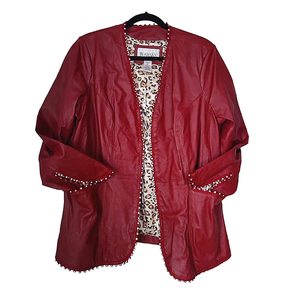 Rare Vintage 100 Authentic Leather Red Jacket